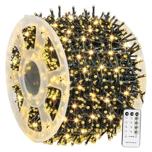328 FT Outdoor Christmas String Lights with 1000 Warm White LED Fairy Lights