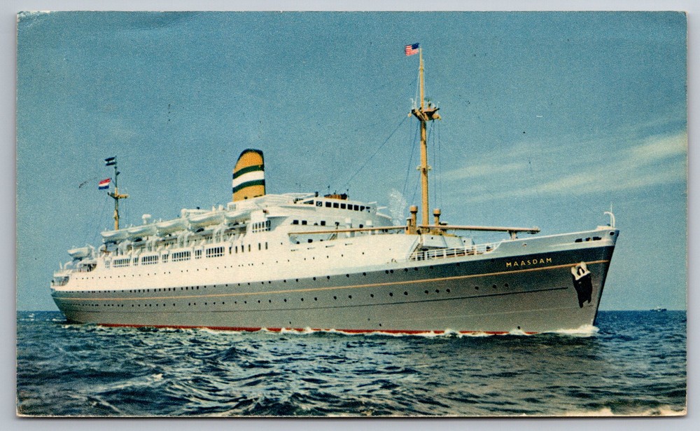 Cruise Ship Ocean Liner SS Maasdam Amsterdam Holland America Postcard Z12