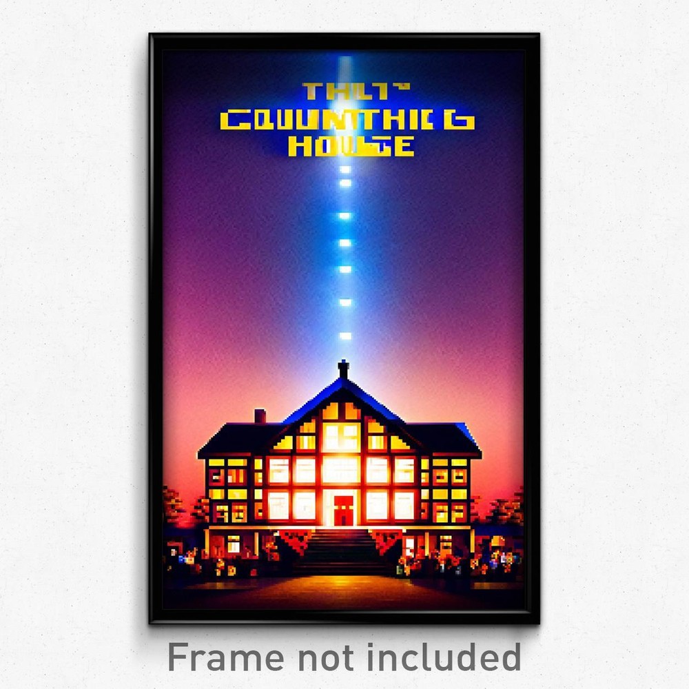 Pixel Art Poster of Authentic Counting House in 8-Bit Psychedelic Style