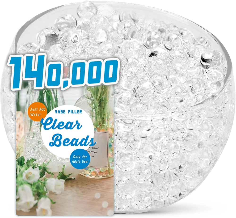 140K Clear Water Beads for Vases & DIY Projects – Gel Filler for Floral Arrangements