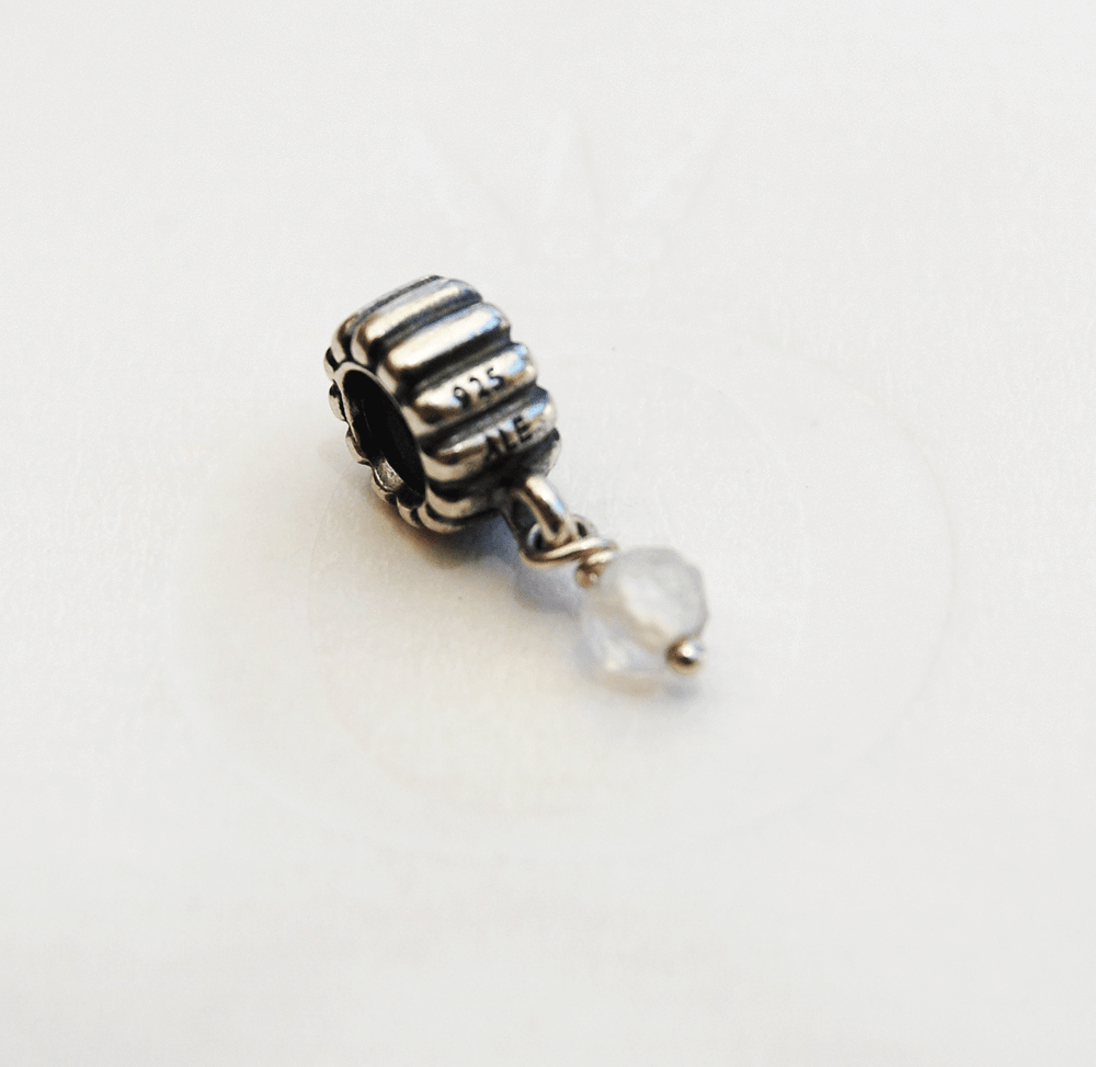 Retired Pandora April Birthstone Quartz Dangle Charm 790166BK Genuine