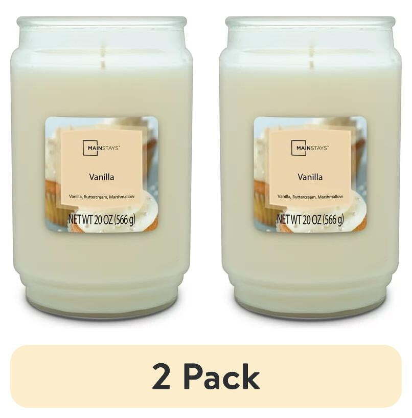 Mainstays Vanilla Scented 20oz Single-Wick Jar Candle 2-Pack