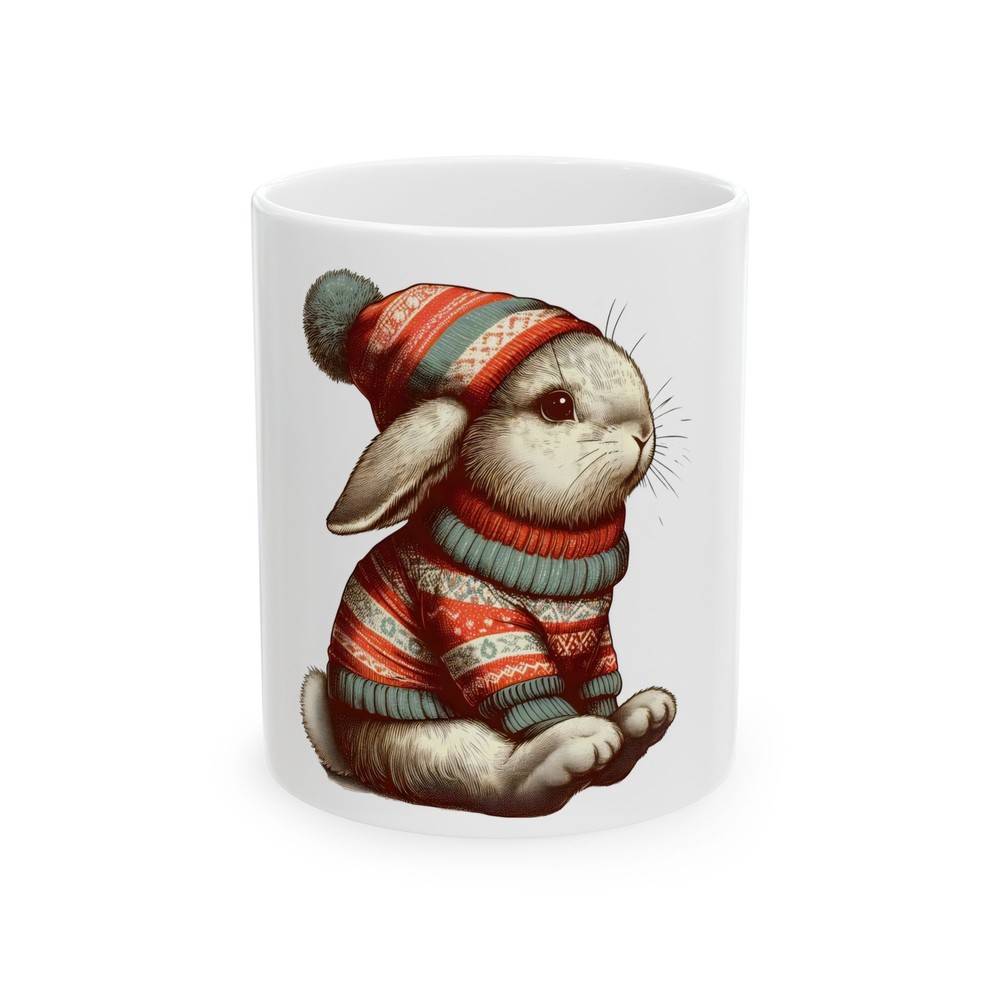 Easter Bunny Ceramic Mug, Cute Gift for Rabbit Lovers, Winter Decor, Hot Cocoa