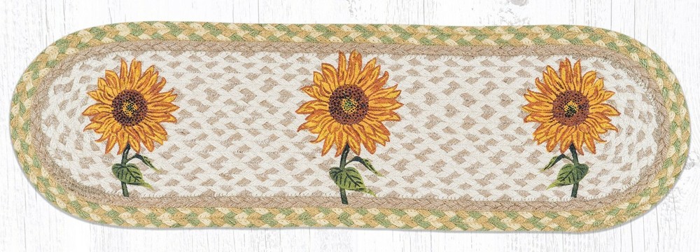 Sunflower Small Table Runner or Stair Tread, Earth Rugs, 27