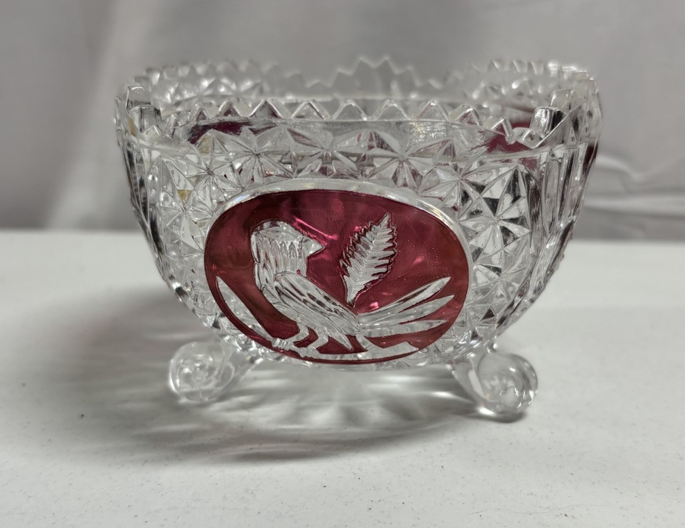Vintage Nachtmann Amaris Ruby Red Bird Crystal Candy Dish
