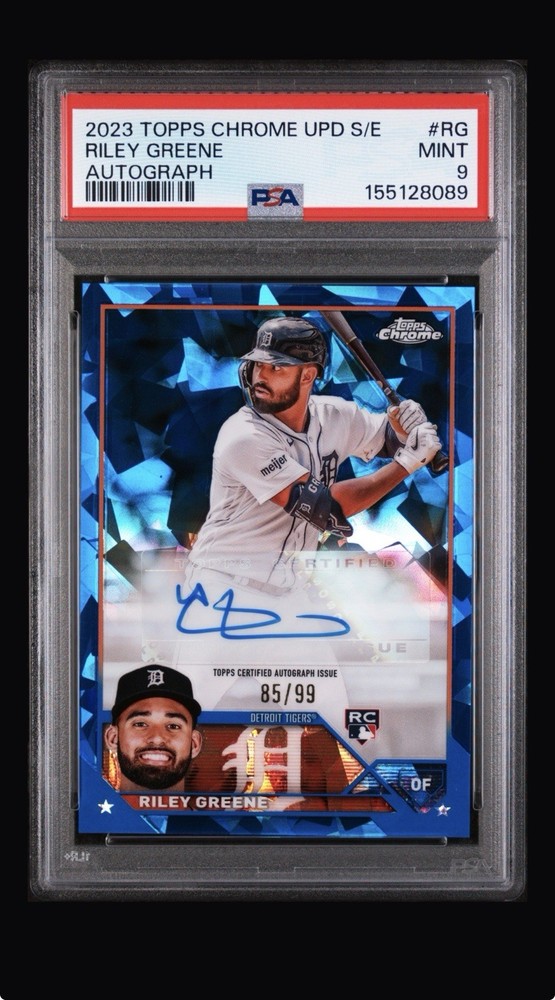 2023 Topps Chrome Update Sapphire Edition Autographs Riley Greene /99 PSA 9