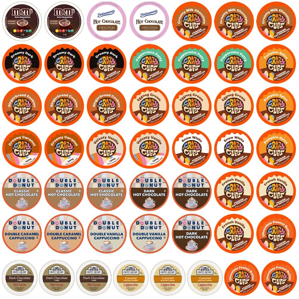 Hot Chocolate & Cappuccino Variety Pack Sampler for Keurig 50 Count
