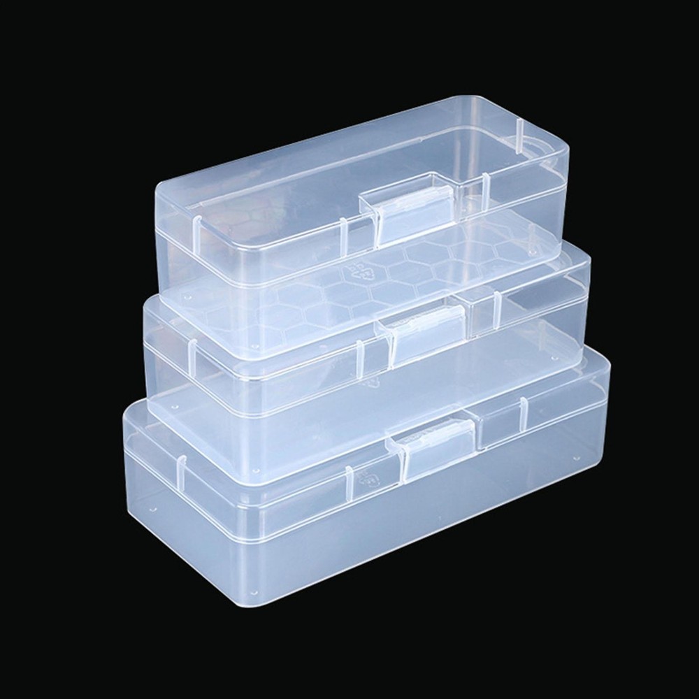 Clear Rectangular Mini Storage Organizer Box with Flap Lid