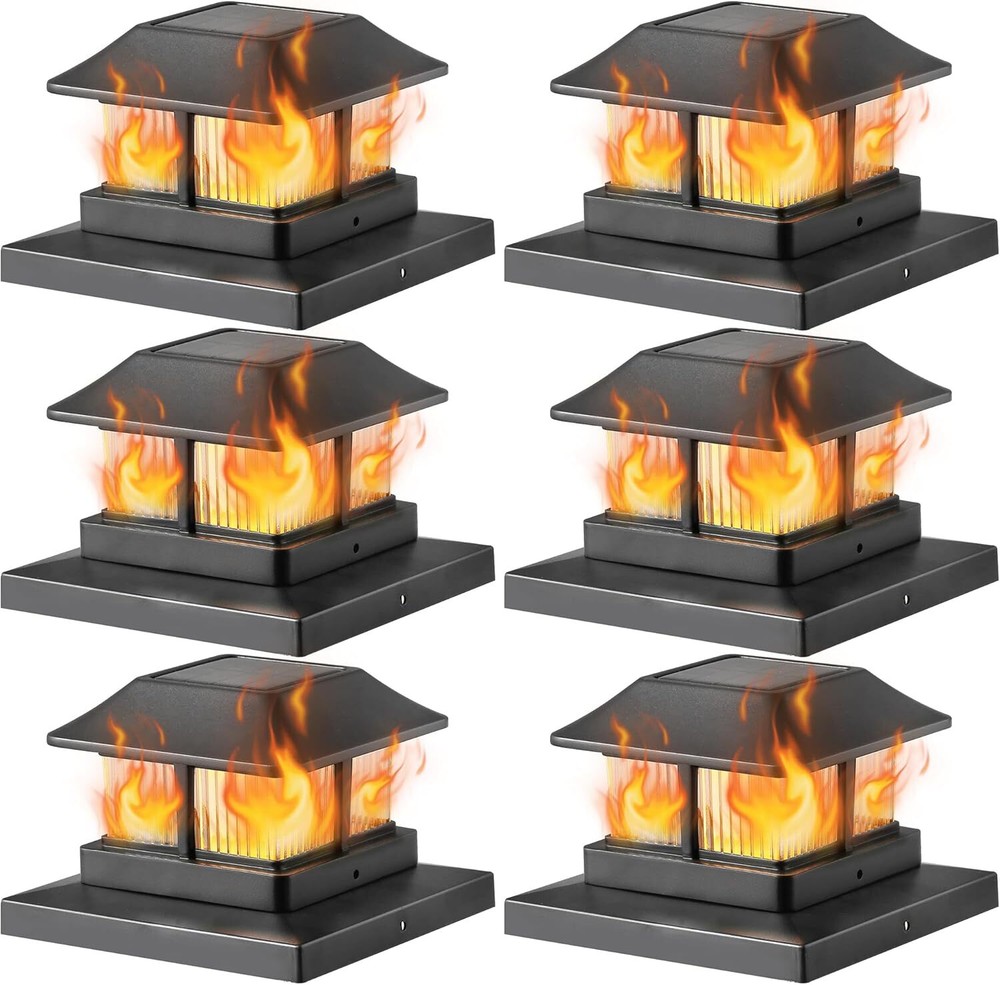 Solar-Powered Flame Fence Post Lights for Outdoor Decoration
