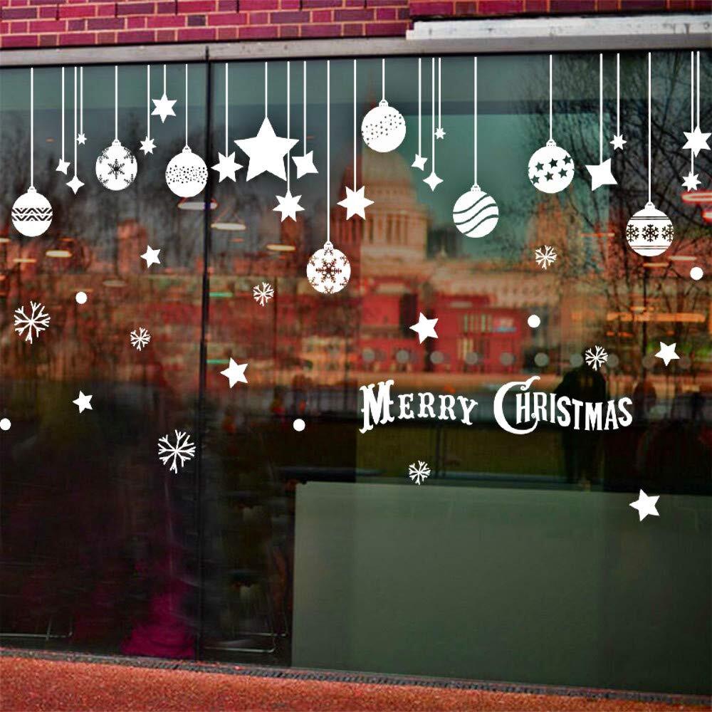 Christmas Window Decals,Winter Window Clings,White Star Snowflakes Decoration...
