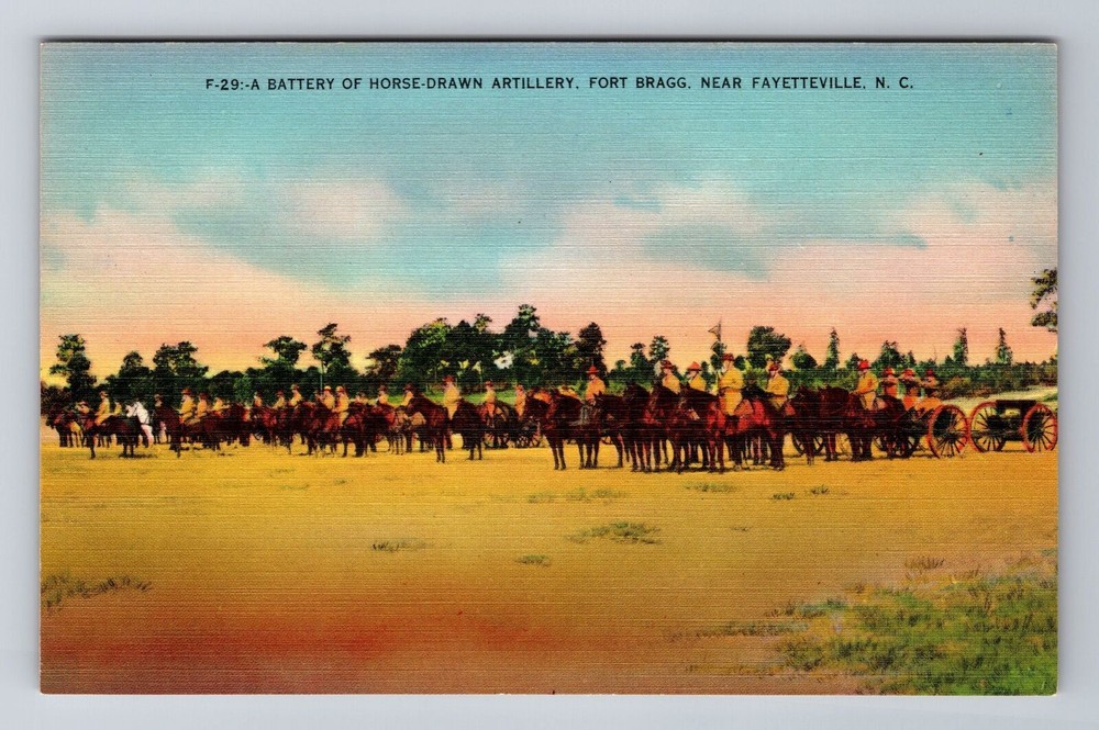 Fayetteville NC-North Carolina, Battery Horse Drawn Artillery, Vintage Postcard