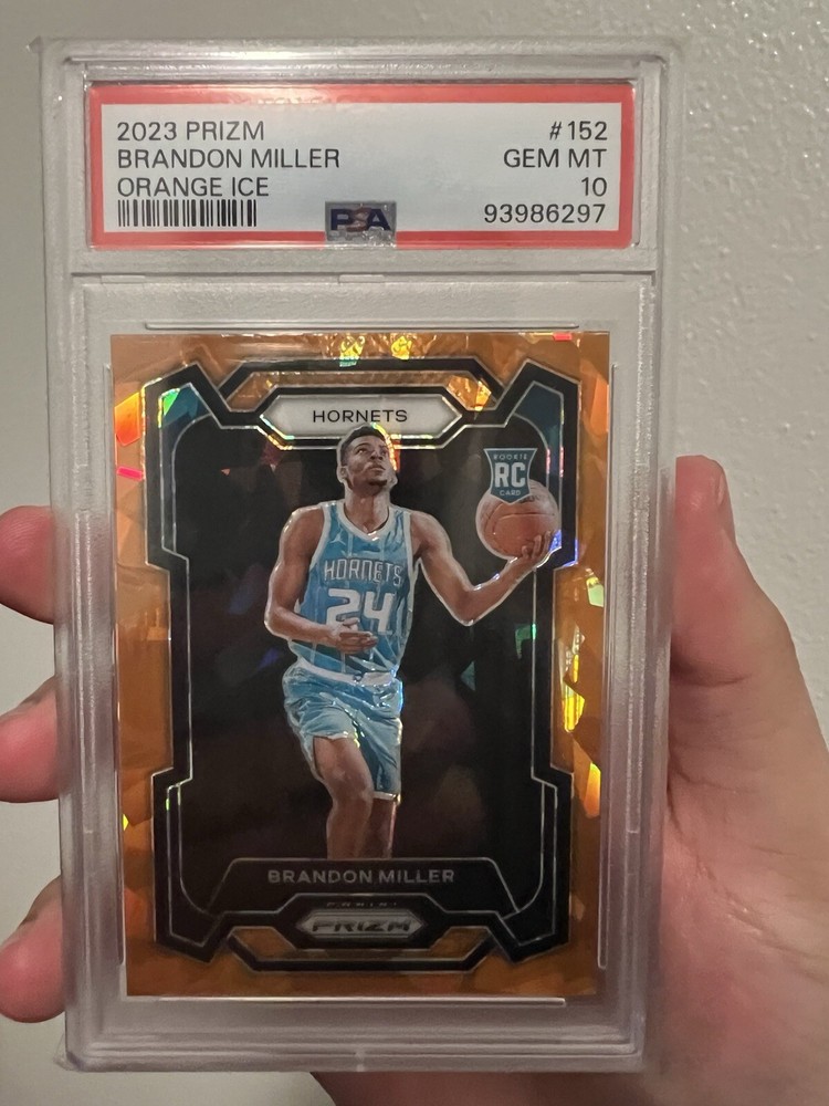 2023 Panini Prizm Brandon Miller RC Rookie Orange Ice #152 PSA 10 Gem Mint