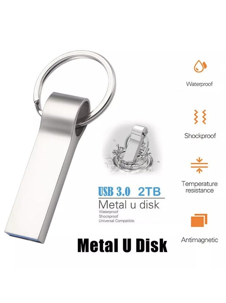 1x 2TB USB 3.0 Flash Drive Memory Stick Pen U Disk Metal Key Thumb for PC Laptop