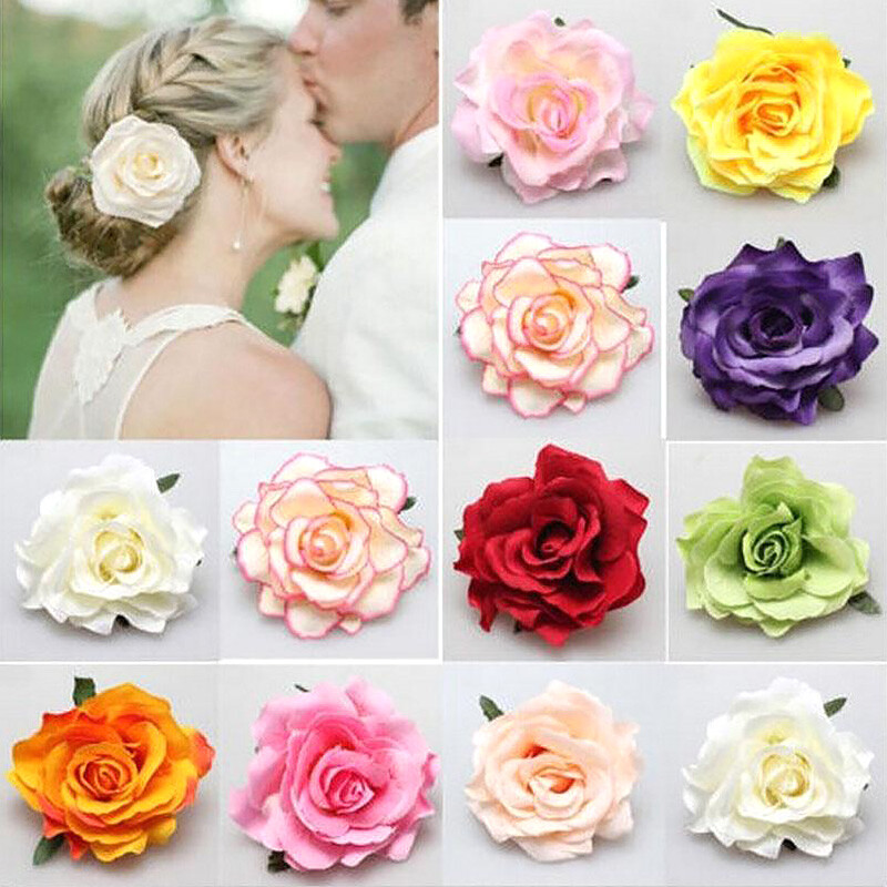 Silk Rose Flower Hair Clips Bridal Hairpin Brooch Wedding Bridesmaid Accessories