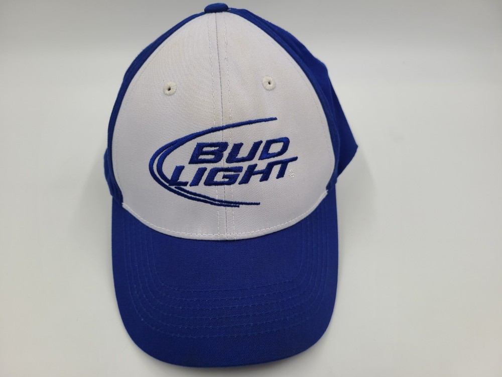 Bud Light Beer Adjustable Hat Cap College Party Dad Mom Men Women White Blue