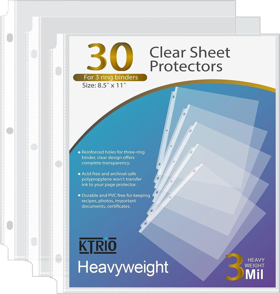 Heavyweight Sheet Protectors 8.5 X 11 Inch, 3 Mil Clear Page Protectors for...