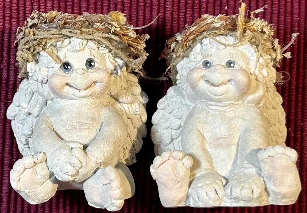 1994 Dreamsicles Porcelain Angel Figurines Love My Kitty with 3 Sitting Cherubs 1991
