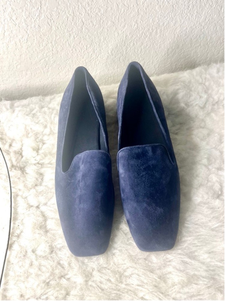 Vince Clark Square Toe Blue Suede Loafers Women Size 9.5M