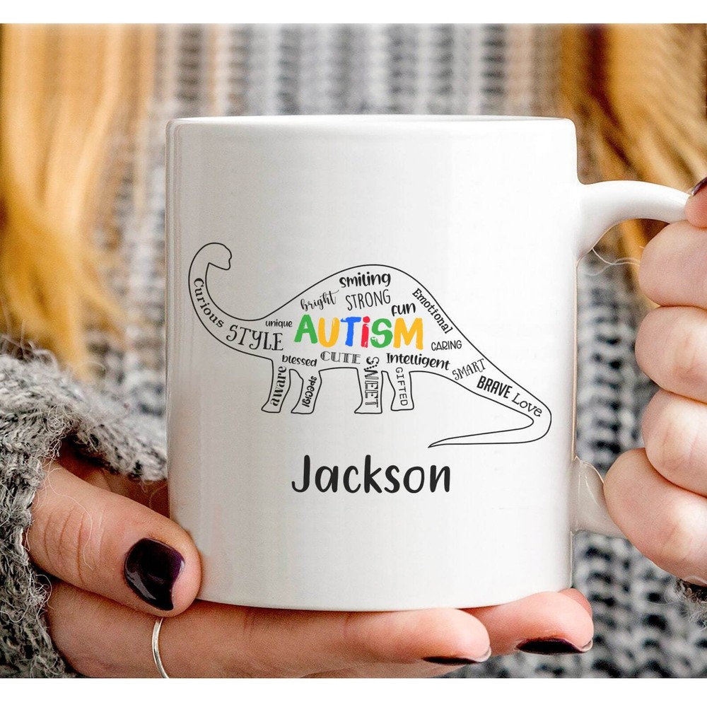 Autism Awareness Mug Autism Acceptance Autism Mom Gift Autism Dinosaur Mug