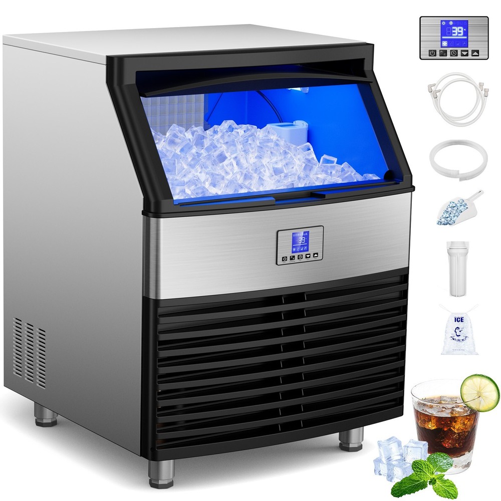 Commercial Ice Maker, 450Lbs/24H Under Counter Ice Machine 120 LBS Storage