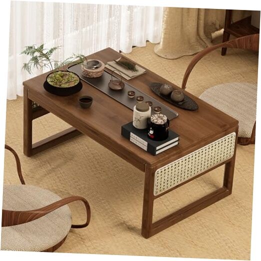 Japanese Bamboo Chabudai Low Tea Table Brown Floor Dining