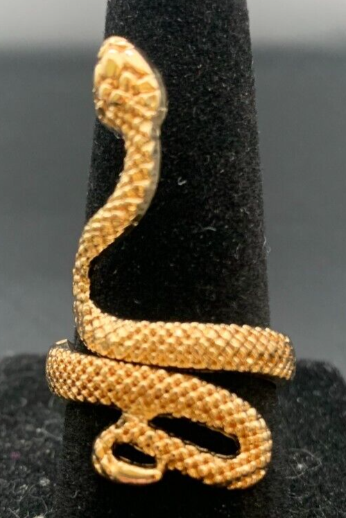 Vintage Antique Gold Tone Snake Ring - Size 7
