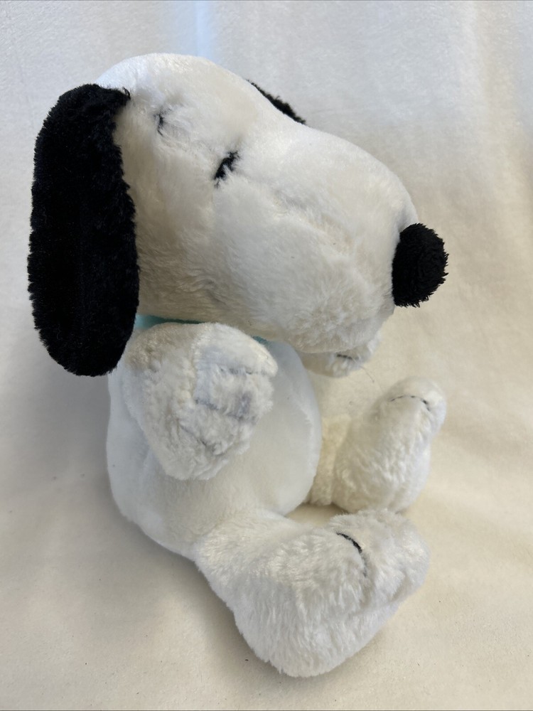 Snoopy White Plush Stuffed Dog Toy 9 Inch with Blue Collar Peanuts Charlie Brown Excellent Condition