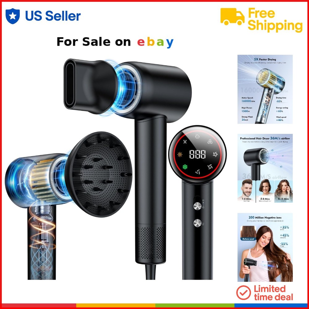 Hair Dryer Plastic 160000 RPM Ionic Blow Dryer for Home Travel Salon Use