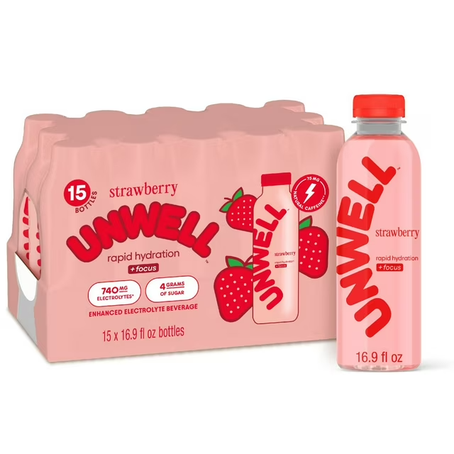Unwell Rapid Hydration Beverage, Strawberry, 16.9 fl. oz., 15 pk.