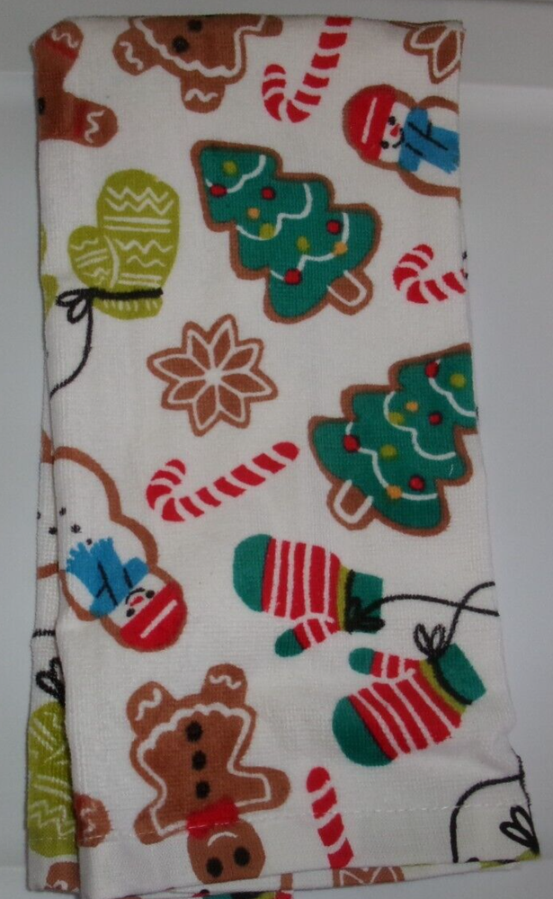 Colorful Christmas Cookie Mittens Trees Cotton Kitchen Towel-image