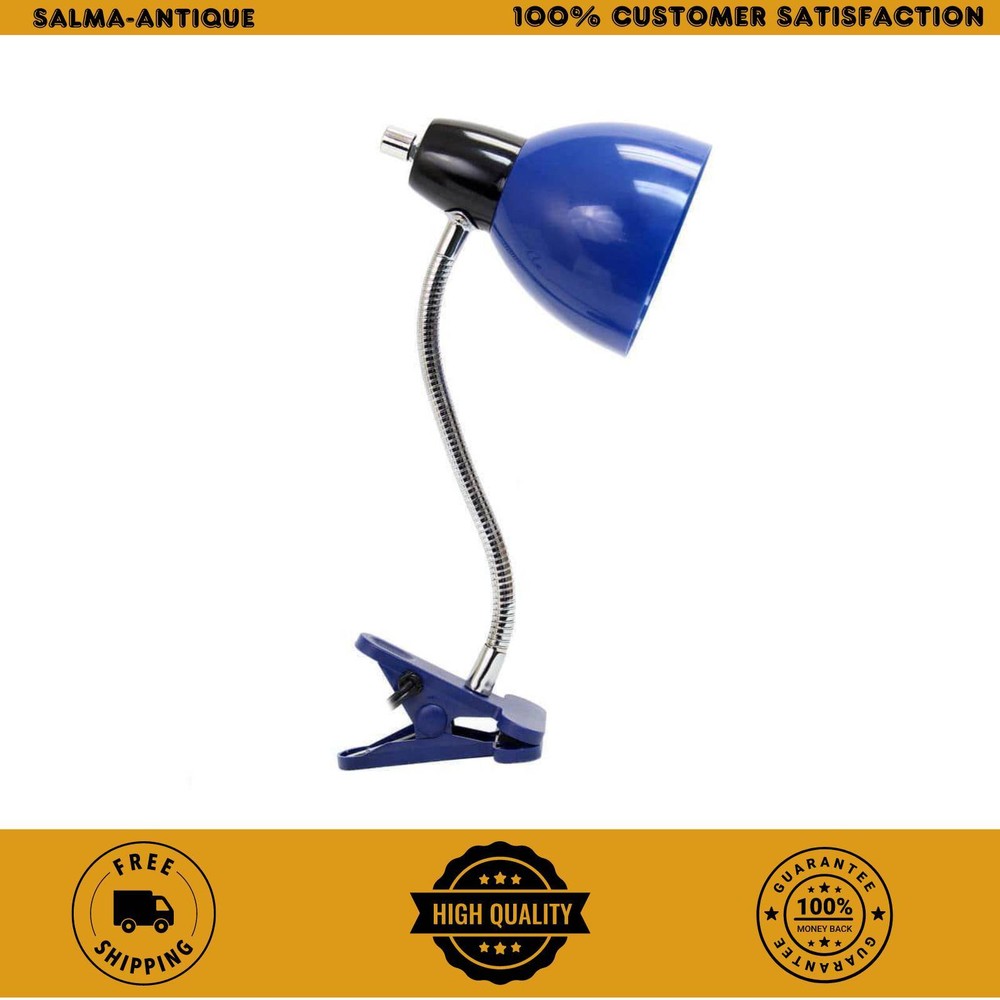 17 In. Blue Clip On Clamp Light, Reading, Desk Lamp