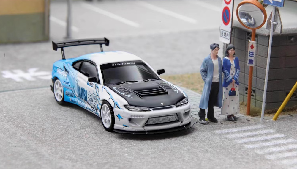 FH 1:64 JDM Mori Blue Silvia S15 Racing Sports Model Diecast Metal Car