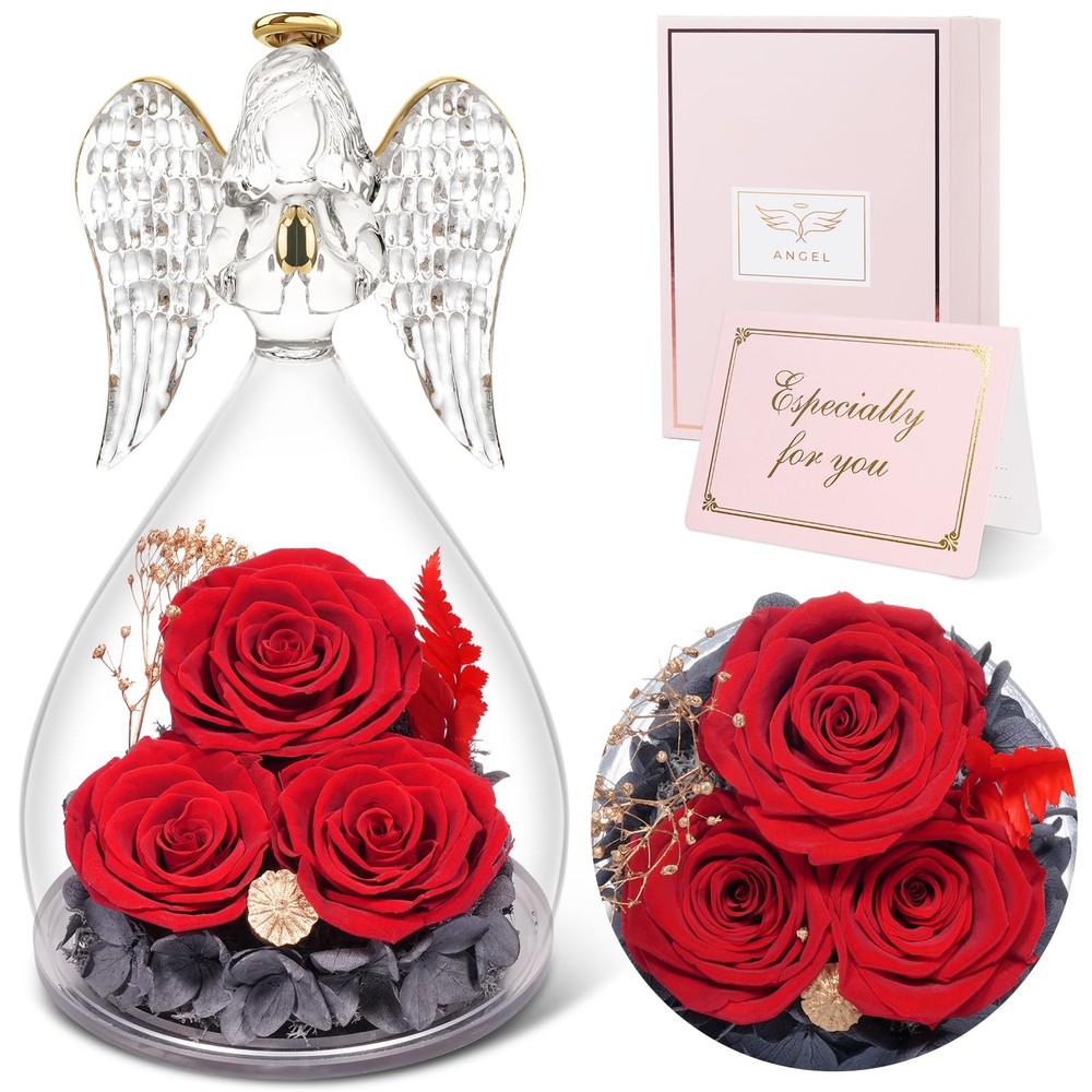 Preserved Rose Gift for Mom Grandma Birthday Women in Glass Dome