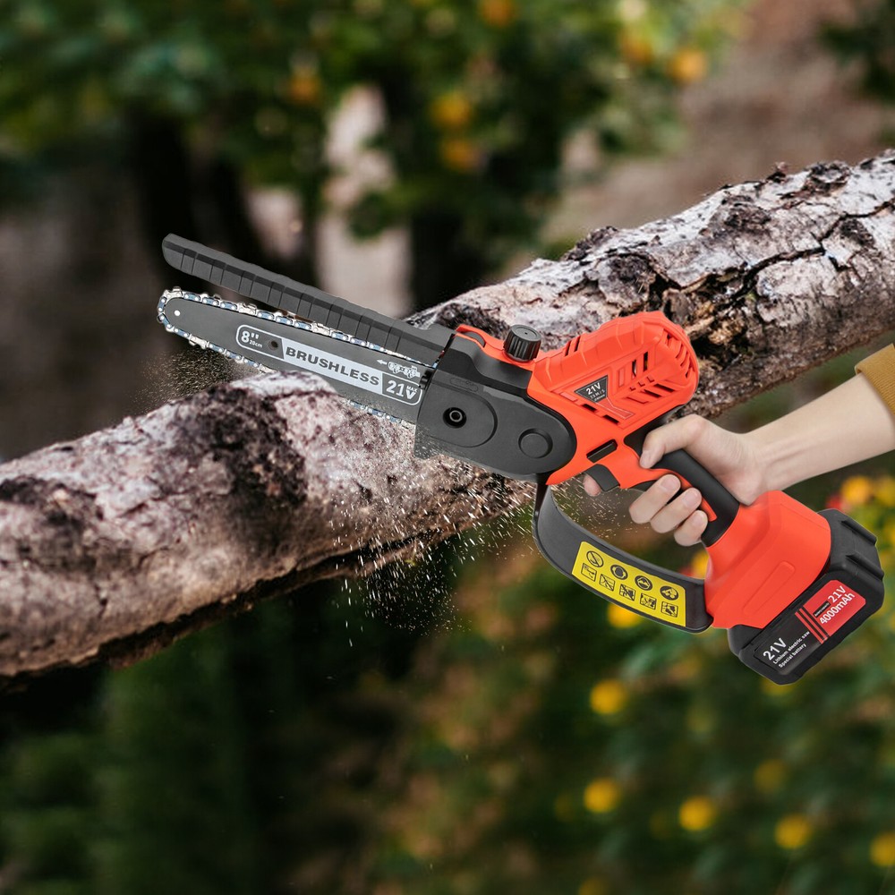 8 Inch Mini Cordless Chainsaw with 2 Batteries and Allen Wrench