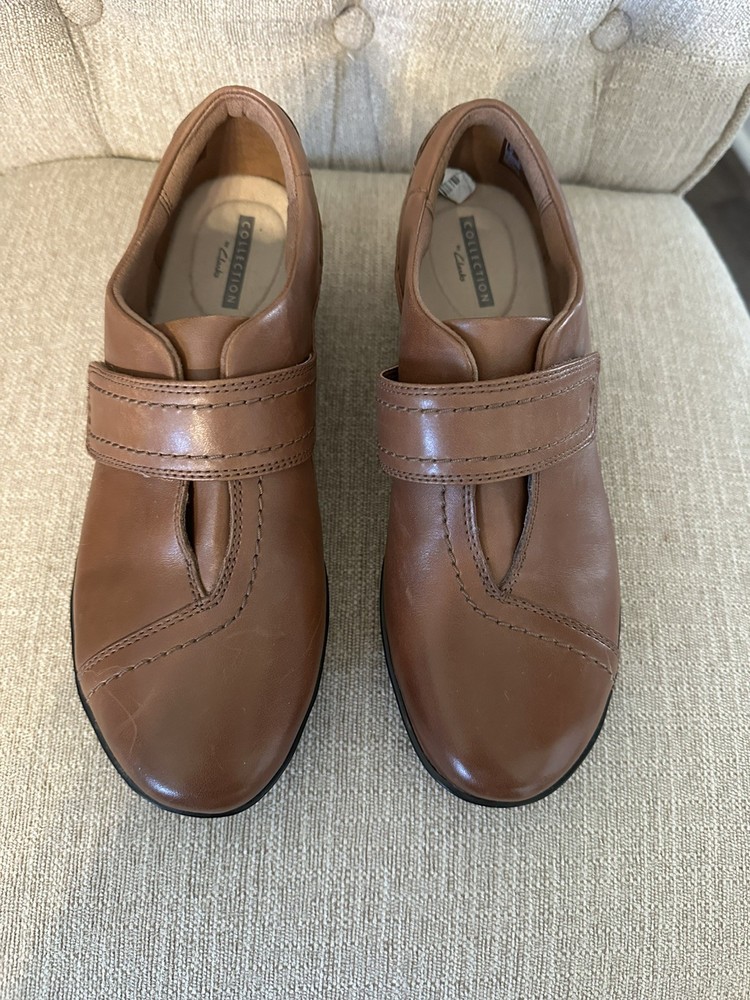 Clark’s Everlay Dixey Brown Leather Size 7 Woman Slip  On Shoes