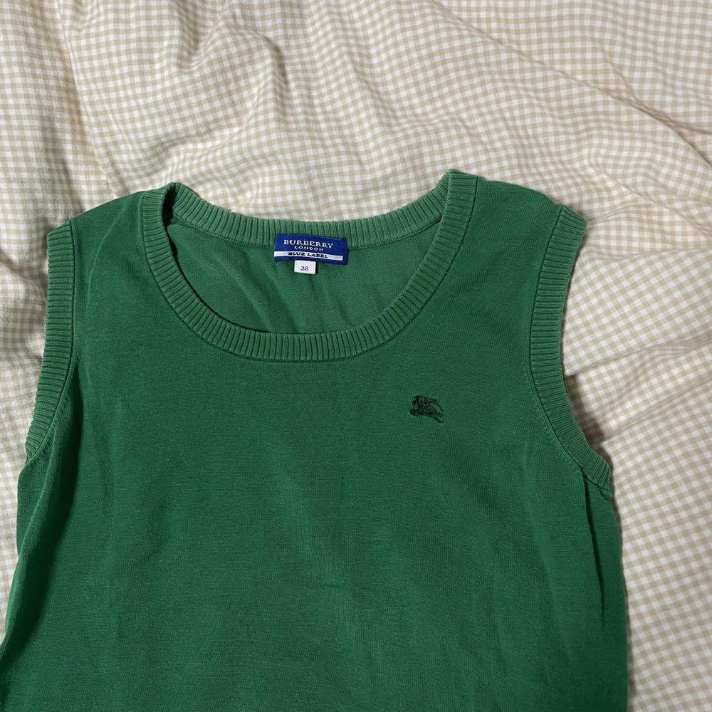 Burberry Sleeveless Knit Top Size 38 Green Crew Neck Spring/Summer