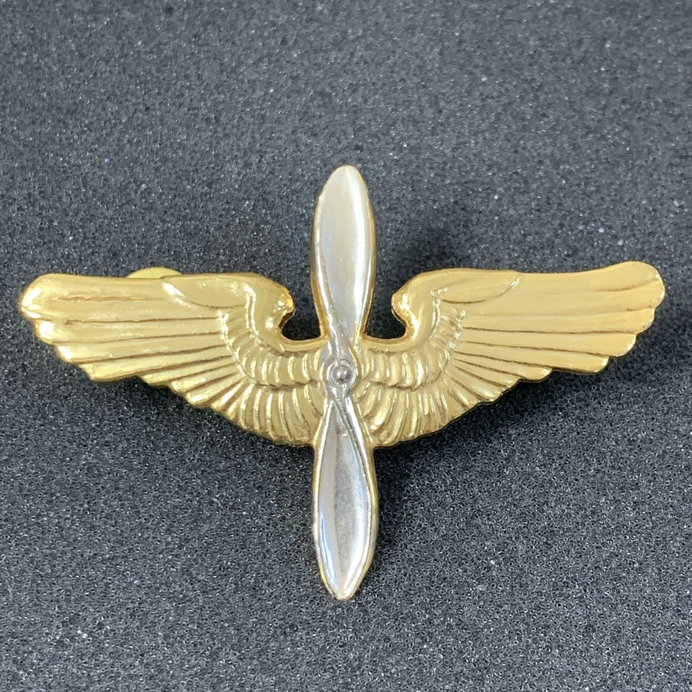 Original US Army Air Force Large Aviation Cadet Cap Badge Pin Screw Back 2.75”