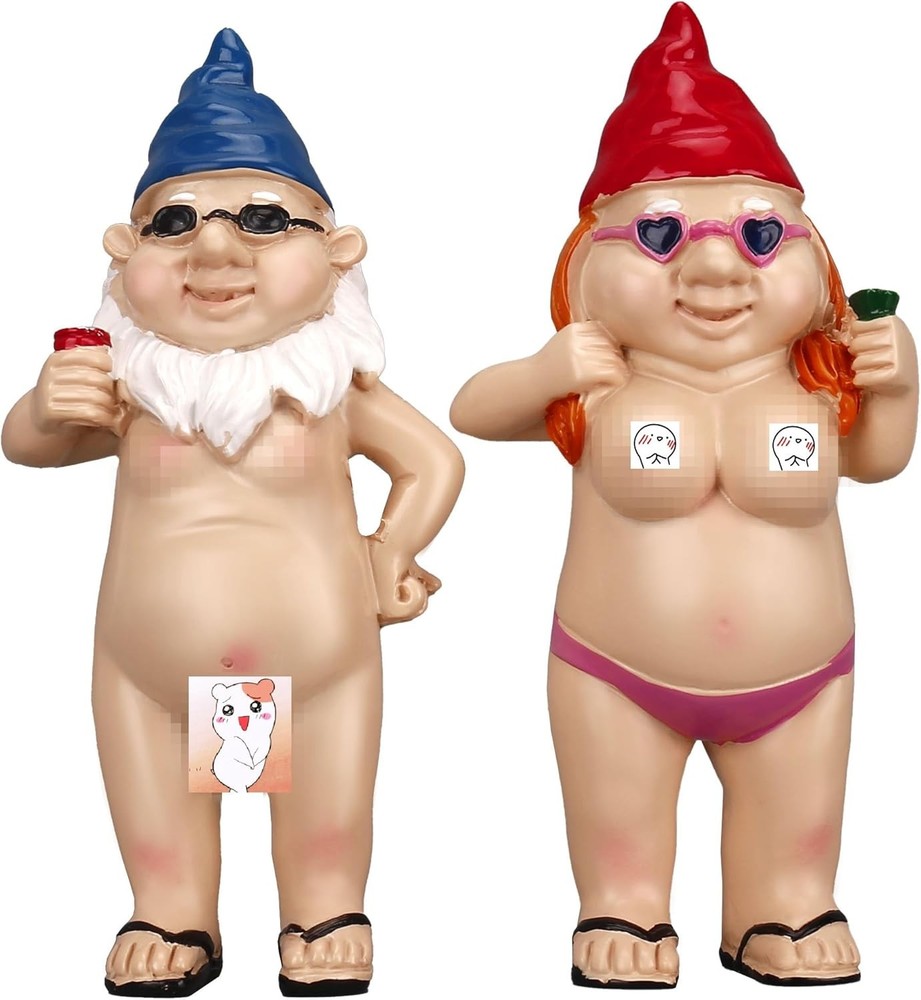 BBdis 2 PCS Garden Gnomes, 4.7 Inch Naughty Garden Gnome Funny Gnomes Statue for