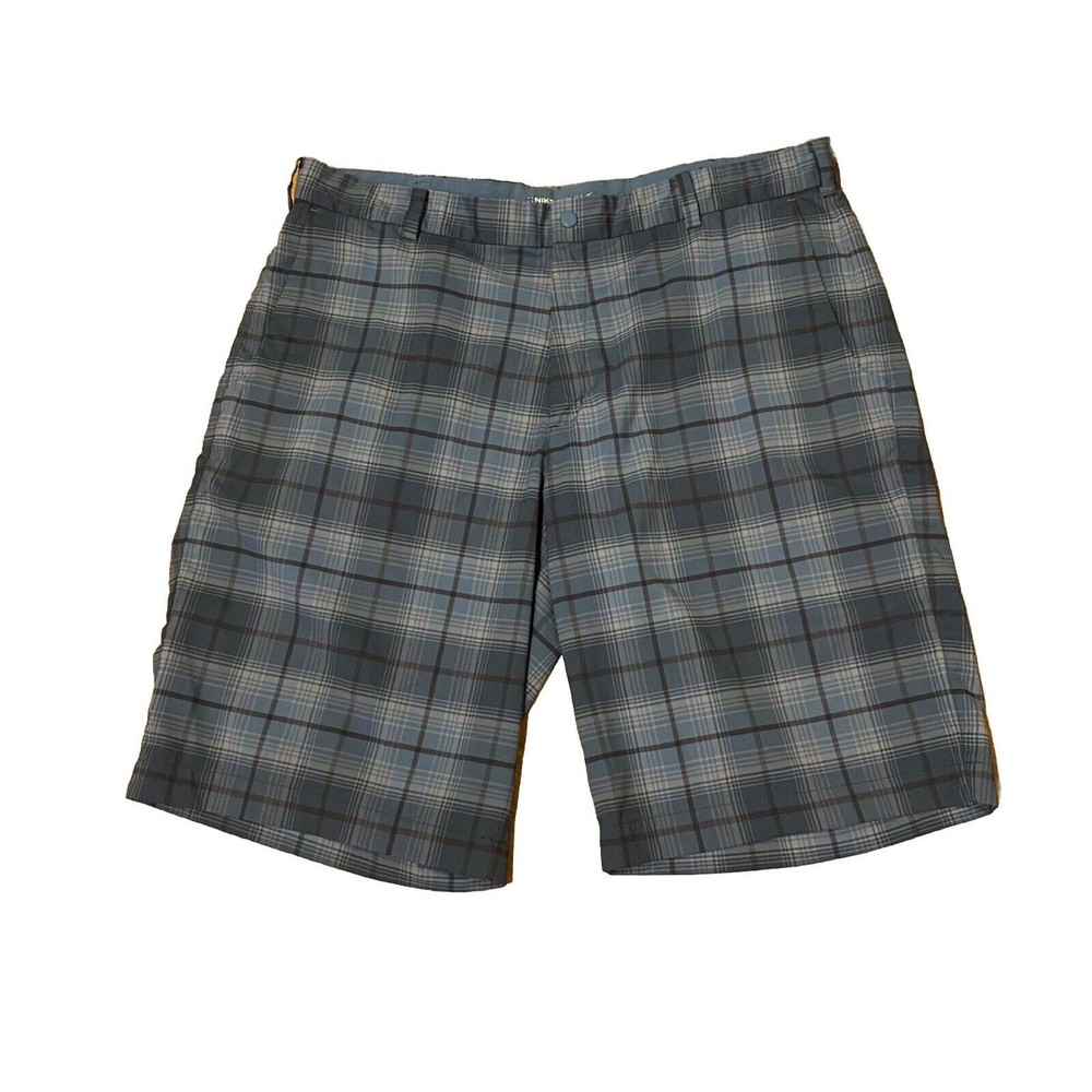 Nike Golf Performance Dri-Fit Shorts Mens 38 Blue Black Plaid
