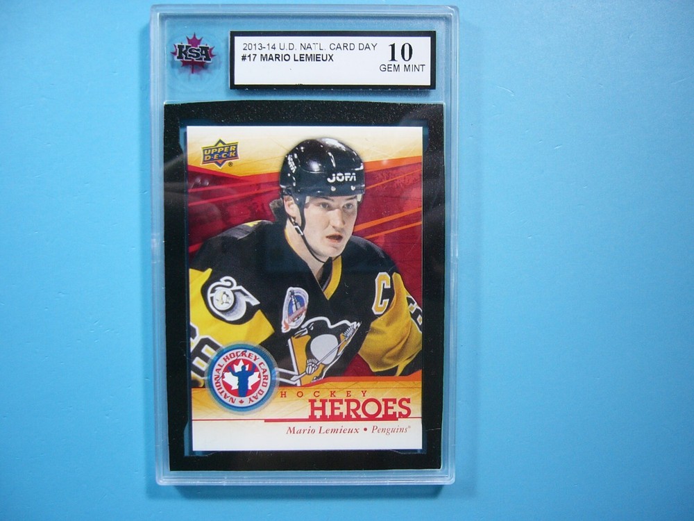 2013/14 UPPER DECK NHL HOCKEY CARD DAY #17 MARIO LEMIEUX KSA 10 GEM MINT UD