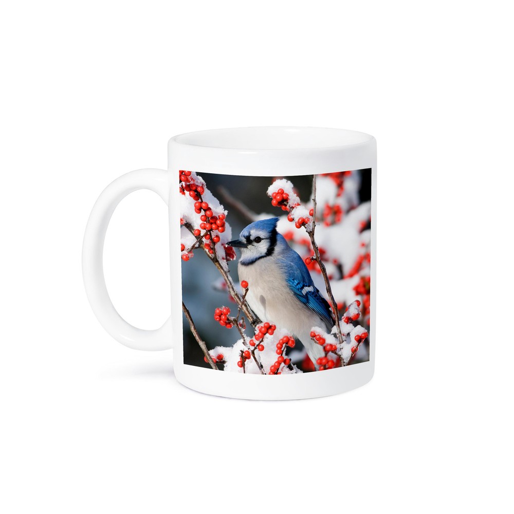 Blue Jay in Winter Ceramic Mug by 3dRose
