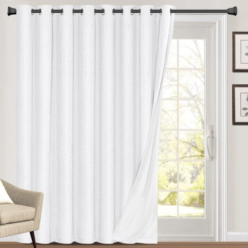 PrinceDeco 100% Blackout Linen Curtains, W100 X L84 Inch, Pure White
