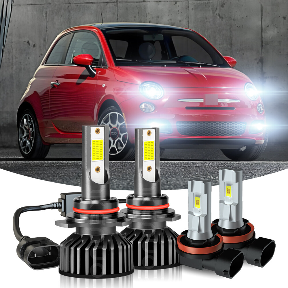 2012-2019 Fiat 500 White LED Headlight & Fog Light Kit 6000K