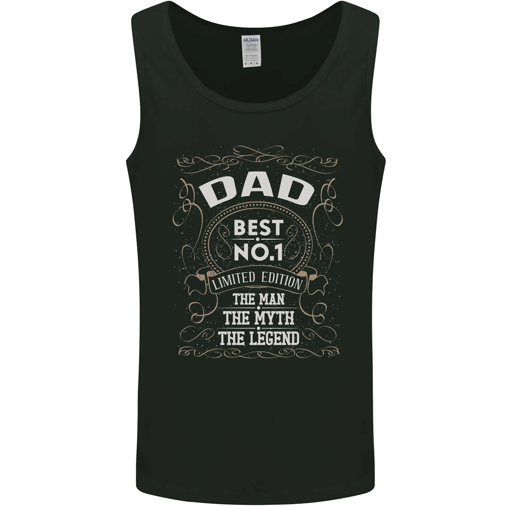 Fathers Day No 1 Dad Man Myth Legend Funny Mens Vest Tank Top