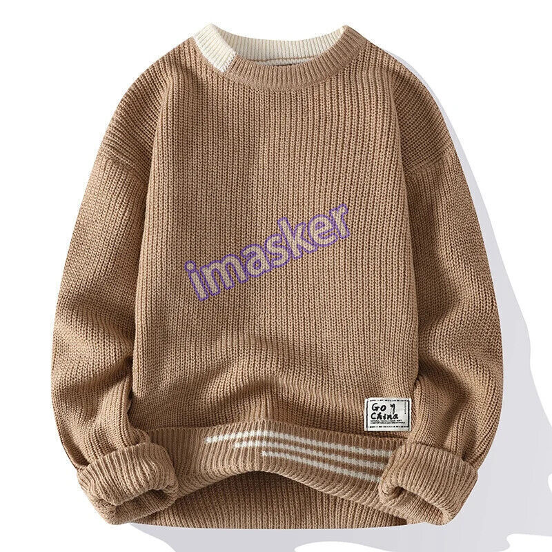 Men Sweater Male Fit Knitted Pullover Mens Retro Sweaters Multicolors Jumper