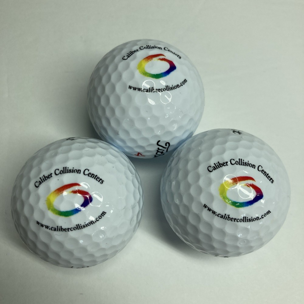 Caliber Collision Centers Logo Golf Ball Titleist DT Distance Pre-Owned Box of 3