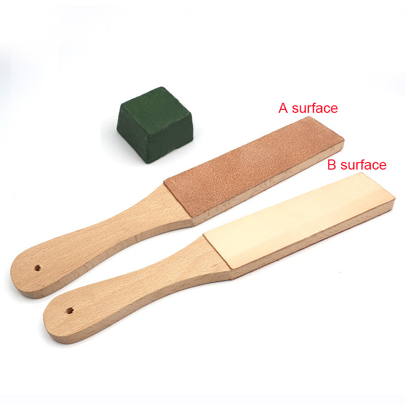 Dual Sided Leather Blade Strop Razor Sharpener&Polishing Compounds Set Kit US