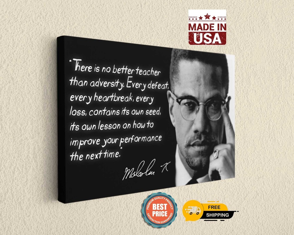 Malcolm X Adversity Motivational Canvas Art Print Poster  