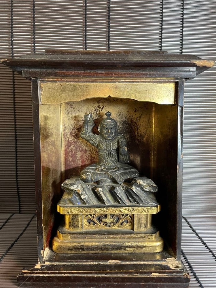 Antique Buddha 19Th C Wooden Statue MYOKEN 9.8 in Japanese Edo Buddhism Zushi