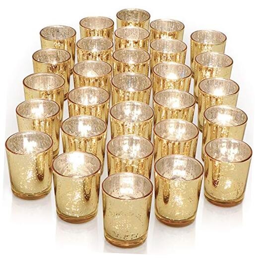 LETINE 36-Piece Gold Speckled Mercury Glass Votive Candle Holders